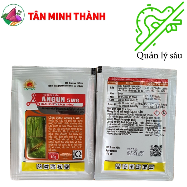 Angun 5WG - Thuốc trừ sâu cuốn lá, nhện gié, bọ trĩ