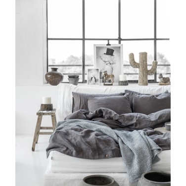 Set ga giường cao cấp linen cao cấp premium100% màu xám một chút mang lại cảm giác vintage