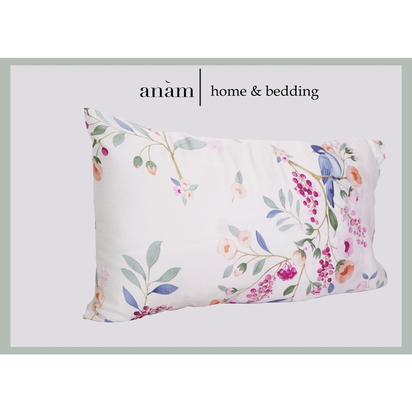 Vỏ gối lụa tencel cao cấp họa tiết hoa lá vintage anam home and bedding