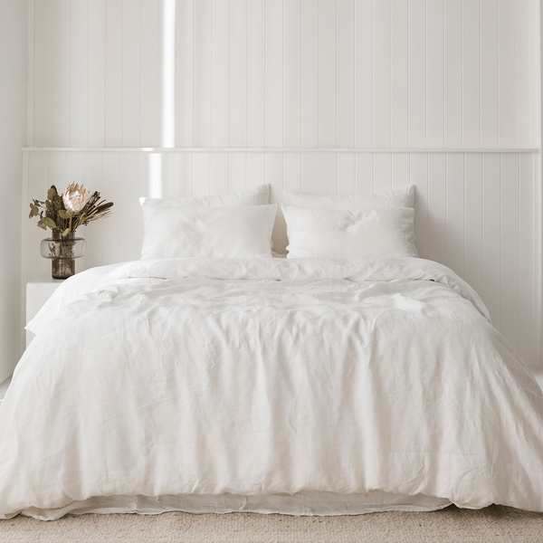 Set ga giường và vỏ gối cao cấp linen premium100%  màu trắng cực đẹp