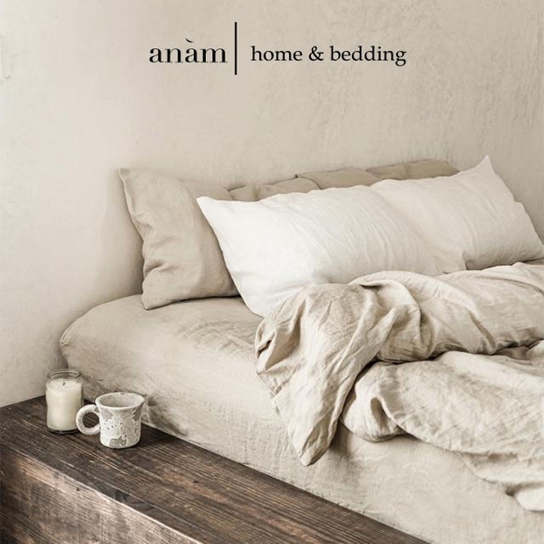 Set ga giường và vỏ gối cao cấp linen premium100%  màu kem cực đẹp.