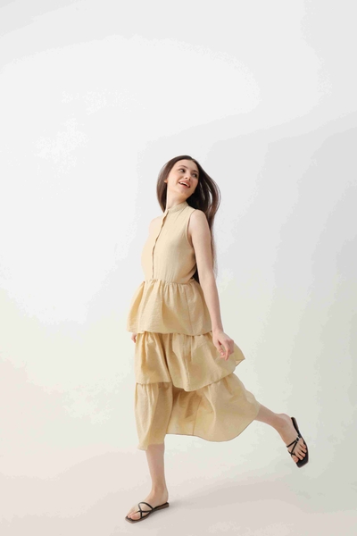 Đầm violet nhiều tầng