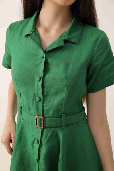 Đầm Mimosa thắt lưng gỗ