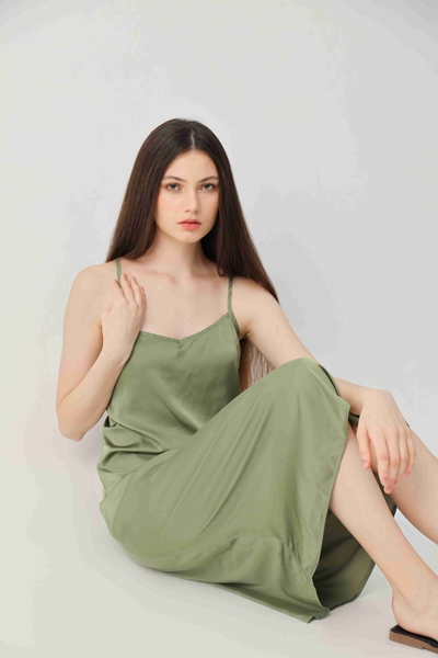 Đầm Rose lụa lá mạ