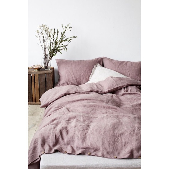 Set ga giường cao cấp linen premium100%  màu tím ấm áp (sản phẩm không có đường nối vải)