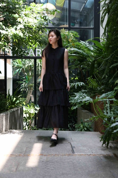 Đầm violet nhiều tầng