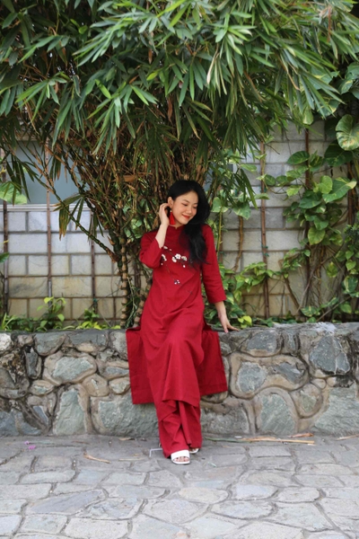 Áo dài Cát Tường vẽ tay Anam