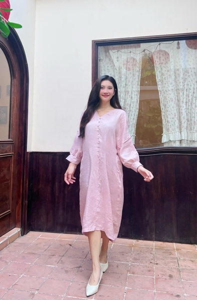 Đầm linen tay phồng Tinkerbell