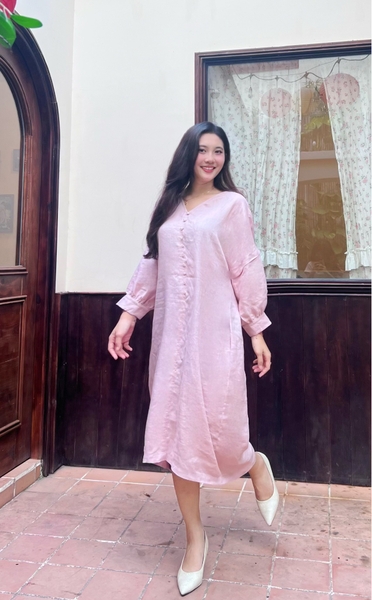 Đầm linen tay phồng Tinkerbell