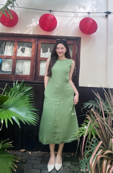 Đầm linen sát nách Ami
