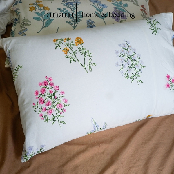 Vỏ gối nằm Cotton xô cao cấp  50x70 cm, 40x60 cm họa tiết hoa theo phong cách vintage, mid-century