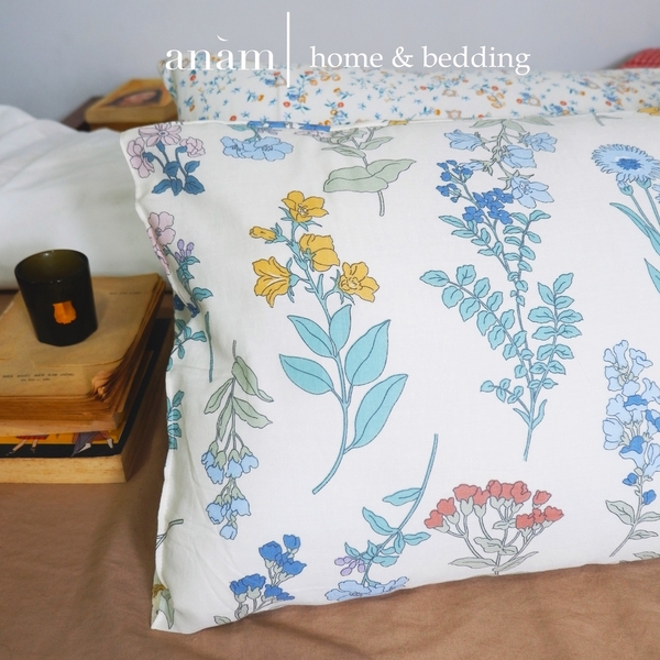 anam home - vỏ gối nằm Cotton xô cao cấp  50x70 cm, 40x60 cm họa tiết hoa theo phong cách vintage, mid-century