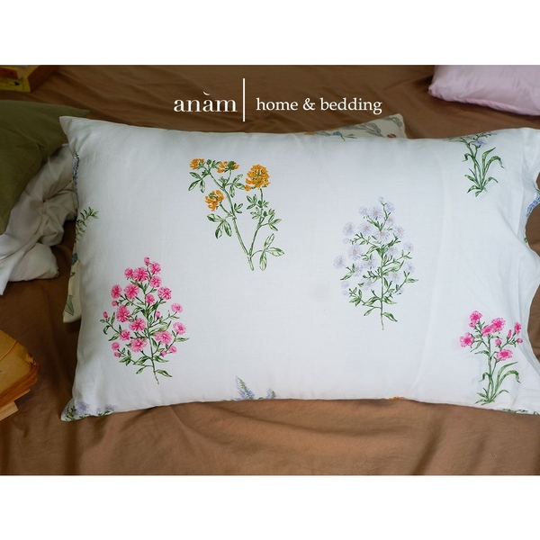 Vỏ gối nằm Cotton xô cao cấp  50x70 cm, 40x60 cm họa tiết hoa theo phong cách vintage, mid-century