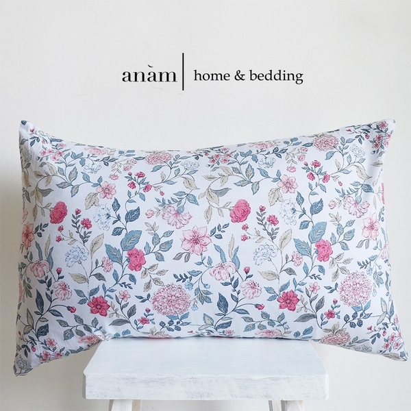 anam home - vỏ gối nằm Cotton cao cấp  50x70 cm, 40x60 cm họa tiết hoa cổ điển, mềm mịn, thân thiện với da người dùng
