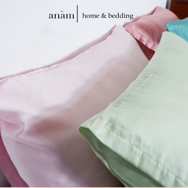 Vỏ gối lụa nhiều màu Tencel 60s mềm, mịn, giúp giấc ngủ ngon - anam home and bedding