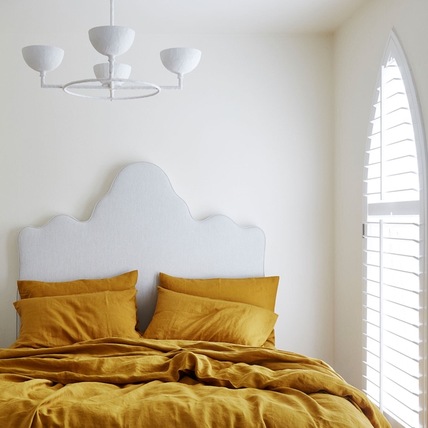 Set ga giường cao cấp linen premium100%  màu vàng nghệ cực đẹp