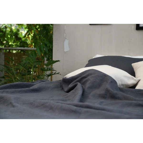 Set ga giường cao cấp linen cao cấp premium100% màu xám một chút mang lại cảm giác vintage ( không nối vải)