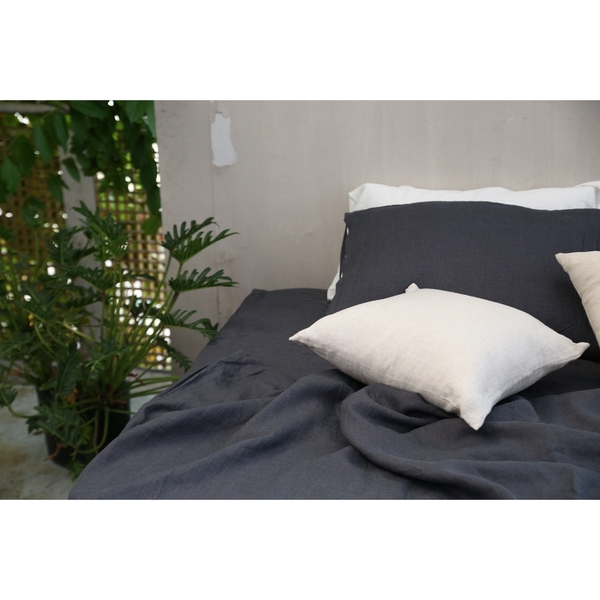 Set ga giường cao cấp linen cao cấp premium100% màu xám một chút mang lại cảm giác vintage ( không nối vải)