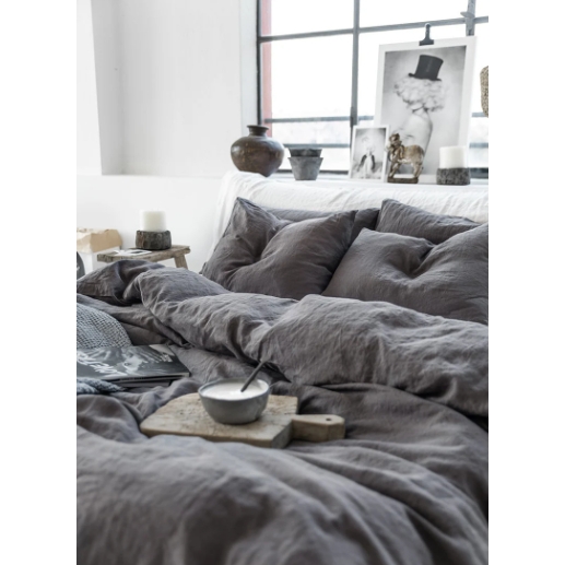 Set ga giường cao cấp linen cao cấp premium100% màu xám một chút mang lại cảm giác vintage ( không nối vải)