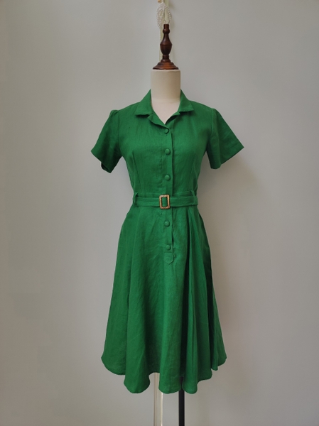 Đầm Mimosa thắt lưng gỗ