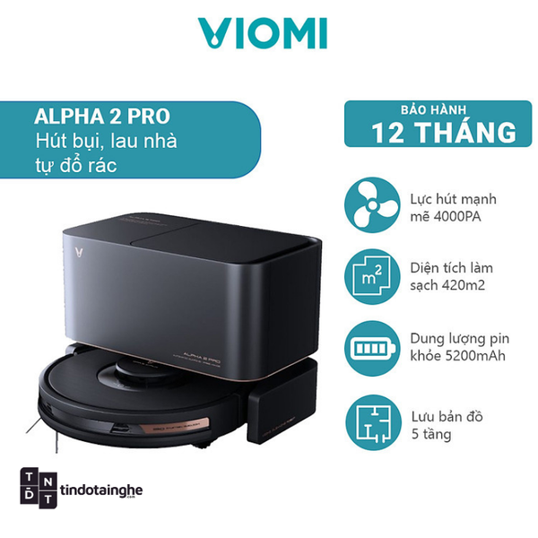 [ Bản Quốc Tế ] Robot hút bụi tự sạc Xiaomi Viomi Alpha 2 Pro | NEW - Cảm biến LDS + 4 mắt LiDAR chống va chạm
