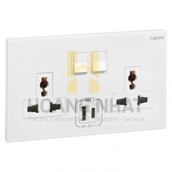 Ổ cắm đôi đa năng có USB Legrand Galion 282444