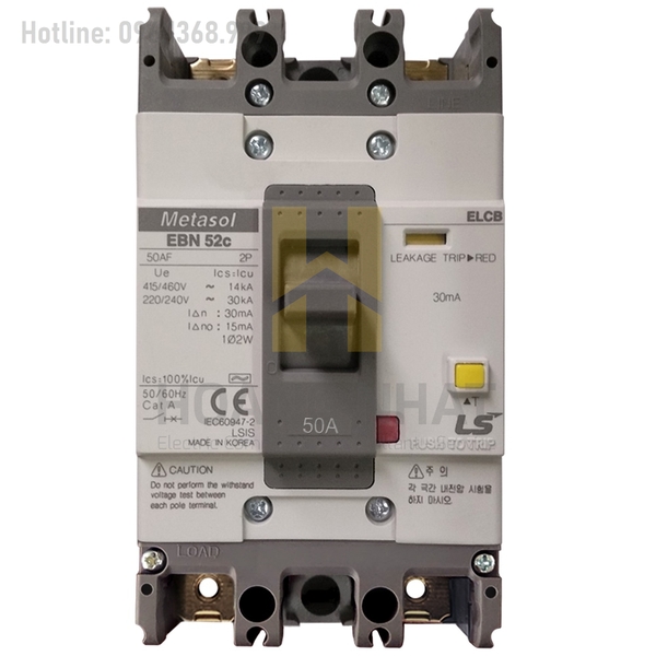 Aptomat ELCB EBN52c 2P 50A 30kA LS