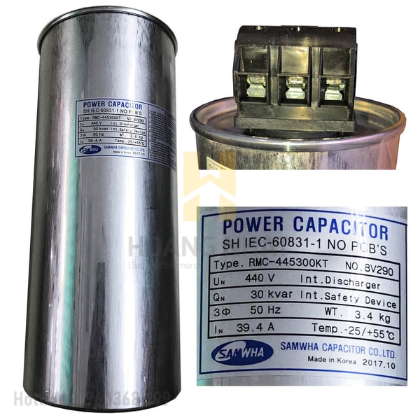Tụ bù 3P loại khô 440V RMC-4450500KT 50kVAr Samwha