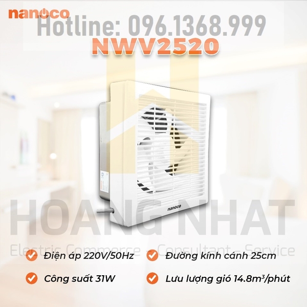 Quạt hút gắn tường 1 chiều Nanoco NWV2520