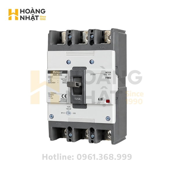Aptomat MCCB LS ABS203c FMU 3P 125A 37kA