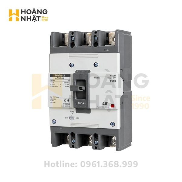 Aptomat MCCB LS ABS203c FMU 3P 160A 37kA