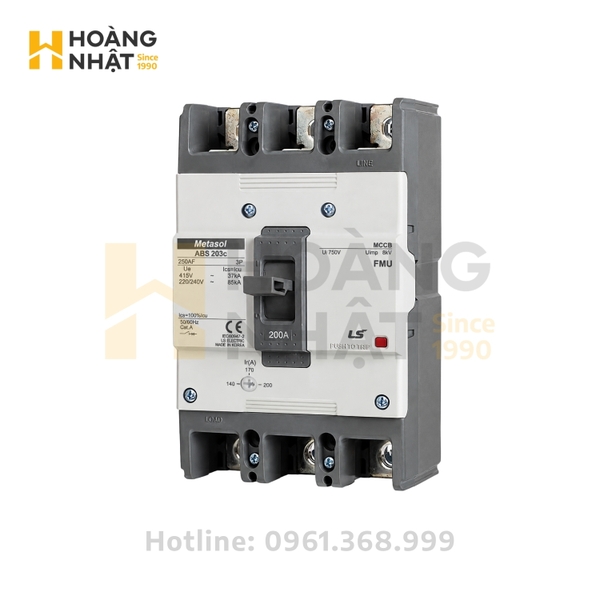 Aptomat MCCB LS ABS203c FMU 3P 200A 37kA