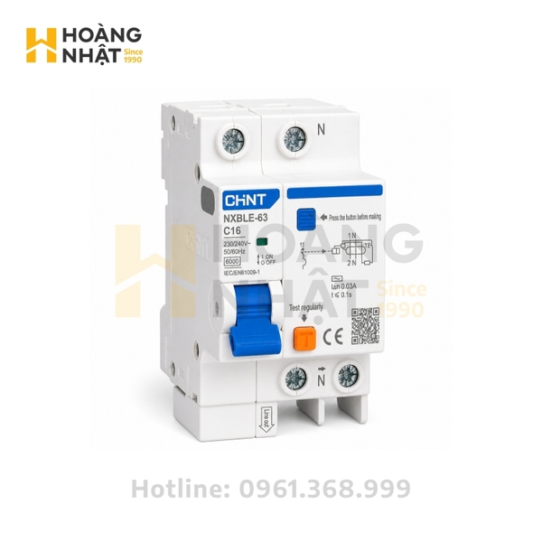 Aptomat chống rò CHINT RCBO NXBLE-63 1P+N 16A