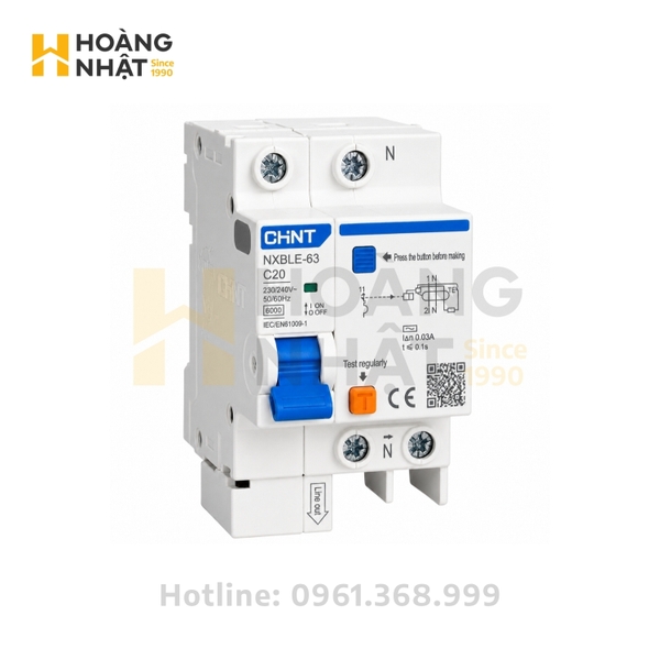 Aptomat chống rò CHINT RCBO NXBLE-63 1P+N 20A