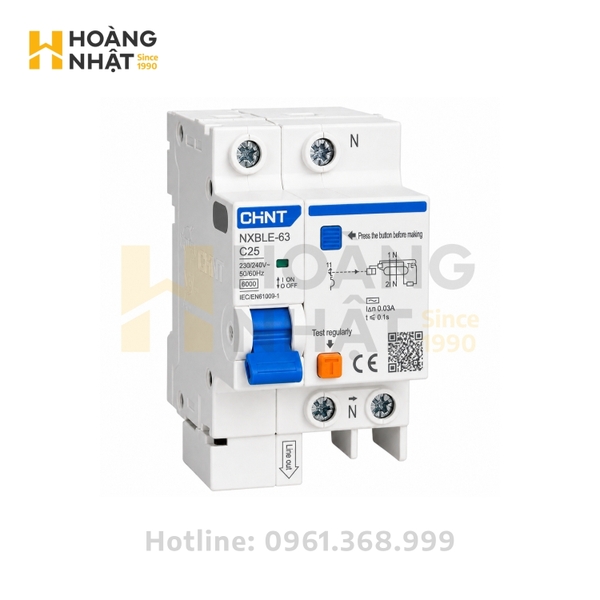 Aptomat chống rò CHINT RCBO NXBLE-63 1P+N 25A