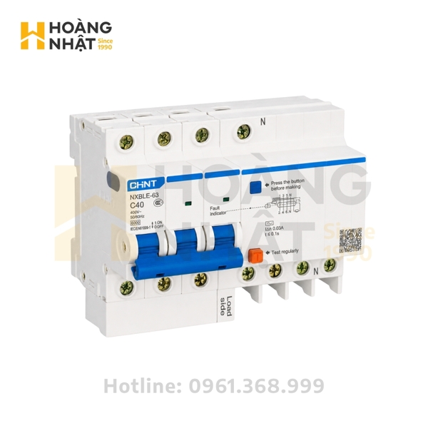 Aptomat chống rò CHINT RCBO NXBLE-63 3P+N 40A