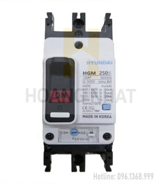 Aptomat MCCB HGM250H-F 2P 200A 85kA Hyundai