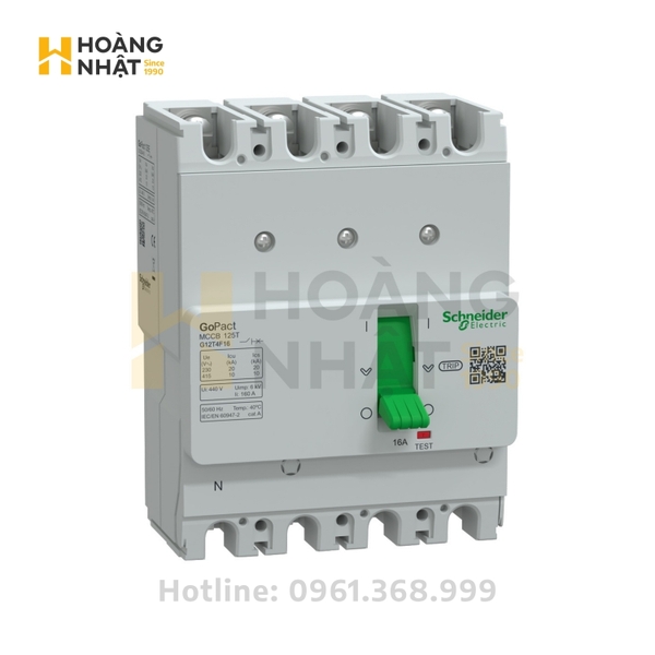 Aptomat MCCB G12T4F16 4P 16A 10kA GoPact 125T