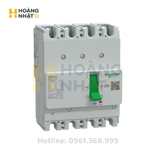 Aptomat MCCB G12T4F25 4P 25A 10kA GoPact 125T