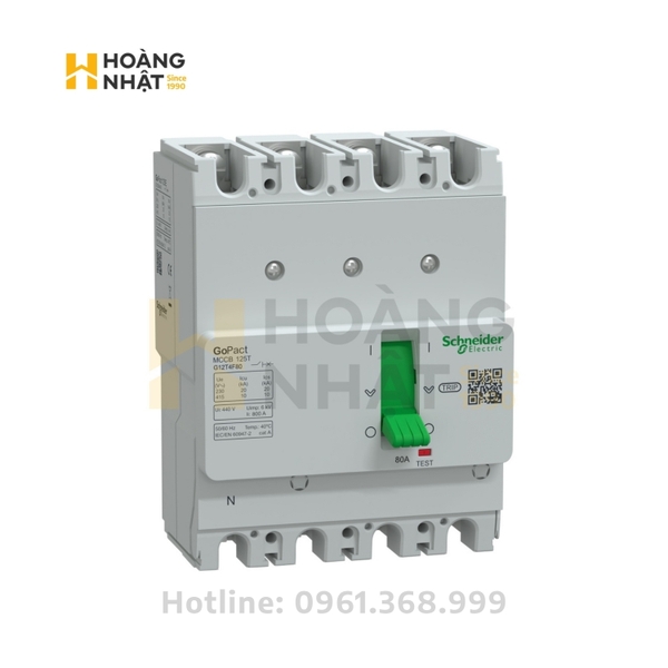Aptomat MCCB G12T4F80 4P 80A 10kA GoPact 125T