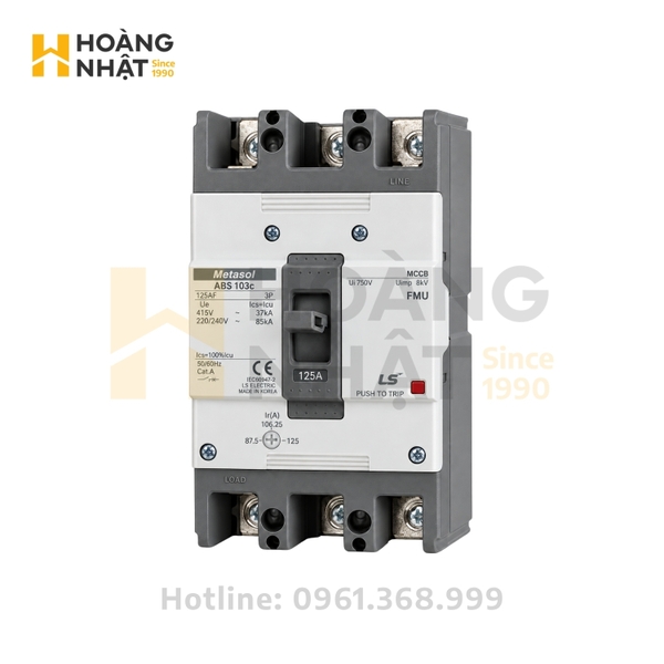 Aptomat MCCB LS ABS103c FMU 3P 125A 37kA