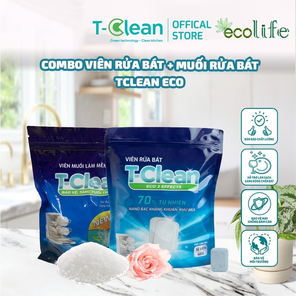 Combo 2 Sản phẩm (30 Viên - Muối) T-Clean – Giải Pháp Tối Ưu Cho Máy Rửa Bát