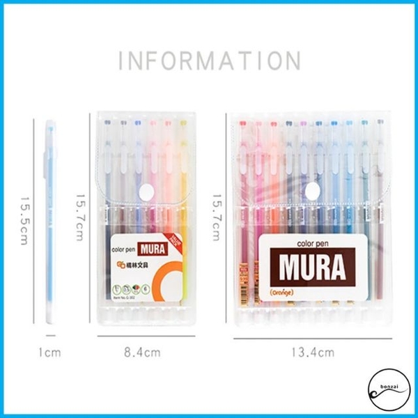 Bộ 6 10 12 bút gel MURA nhiều màu (Mira mẫu mới)