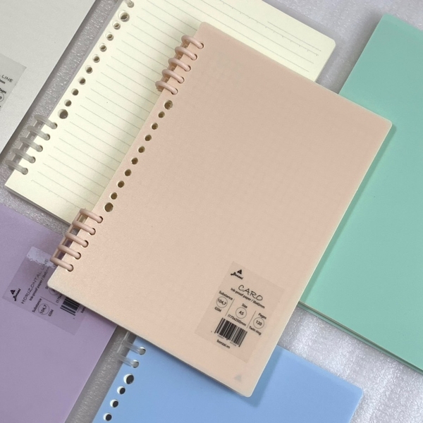 Vở còng nhựa hai đầu BONZAI bìa trơn màu Pastel xinh xắn 120 trang.
