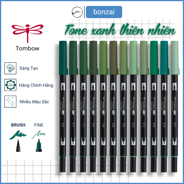 Bút Cọ TOMBOW ABT Dual Brush Pens tone Xanh Thiên Nhiên