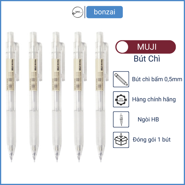 Bút chì bấm Muji Mechanical pencil 0.5mm Rubber Grip