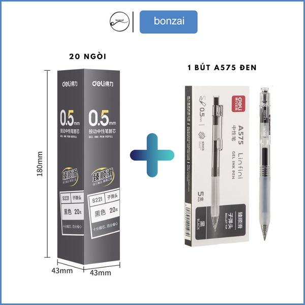 COMBO 20 Ngòi Deli Tặng 1 Bút A575 Đen