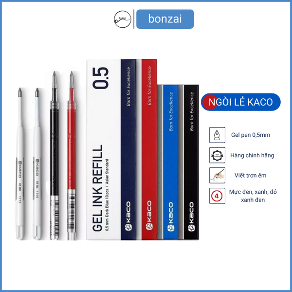 Bút gel Kaco Pure mực đen (cây lẻ) vỏ nhiều màu sắc.