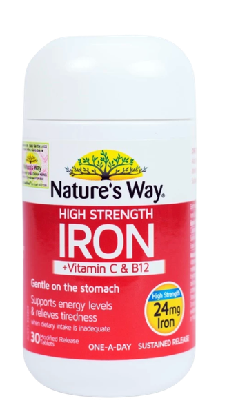 Nature’s Way High Strength Iron, Vitamin C Và B12 (30 Viên)