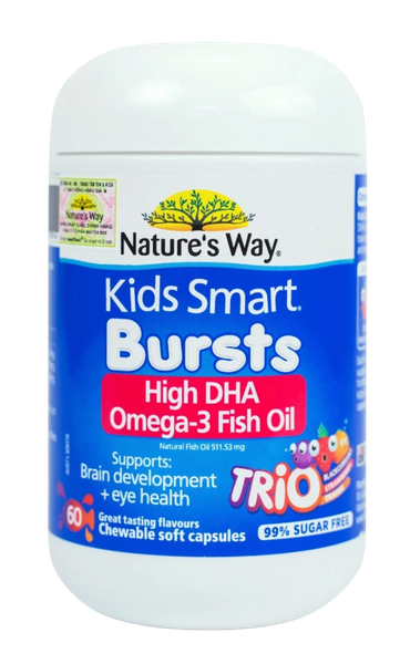 Viên Nhai Dầu Cá Ba Màu Nature's Way Omega-3 Fish Oil Trio (60 Viên)